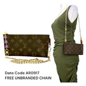 Vintage LOUIS VUITTON Monogram Women’s Bucket Pouch GM Brown, Beige Authentic